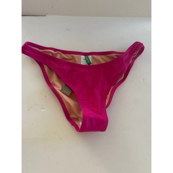 $59.50 NWT J Crew Mid Rise Cheeky Coverage Bikini Swim Bottom Sz M Pink Fuchsia - Picture 1 of 7